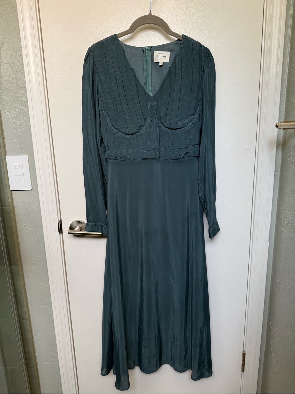 bohme Teal Long-Sleeve Midi Dress